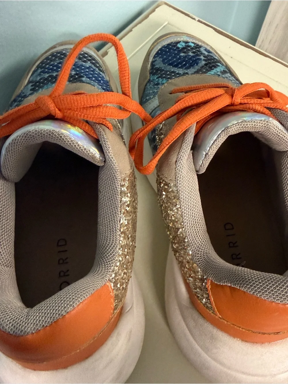 torrid Chunky Sneaker in Orange, Gold, Silver, Taupe